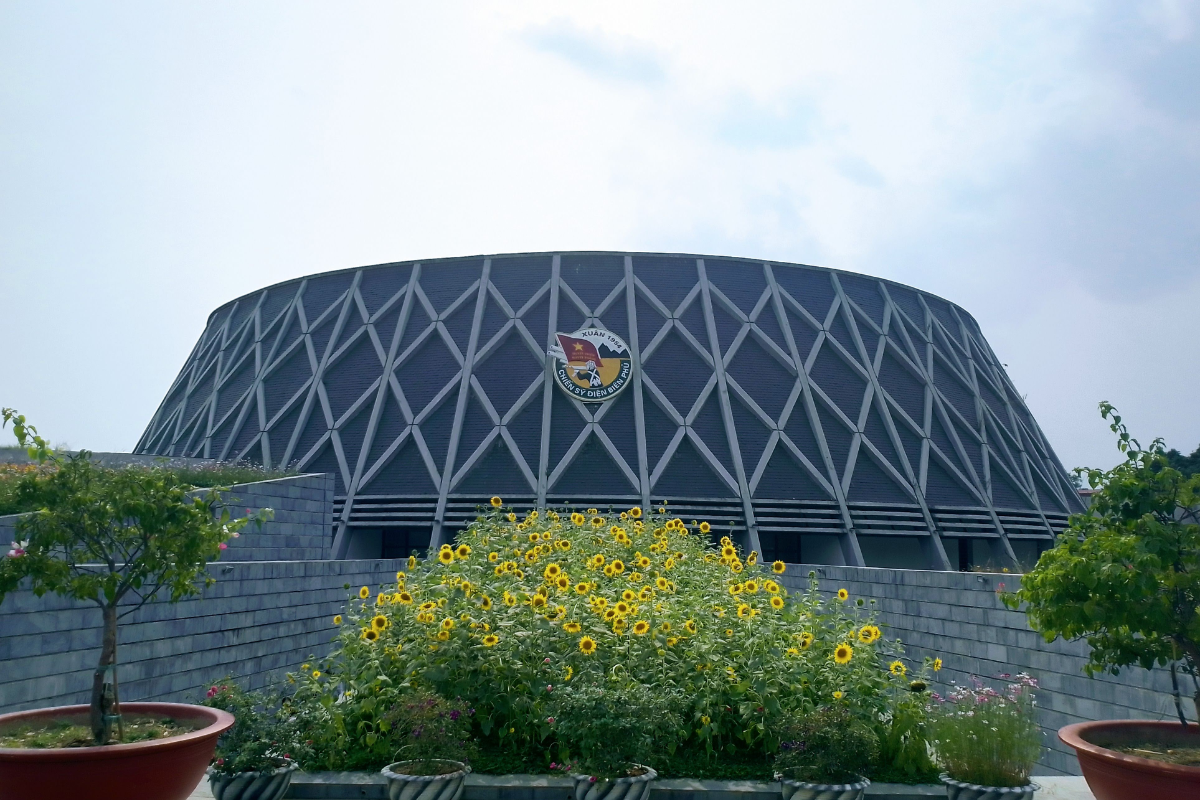 Exterior of the Dien Bien Phu Victory Museum with iconic truncated cone design